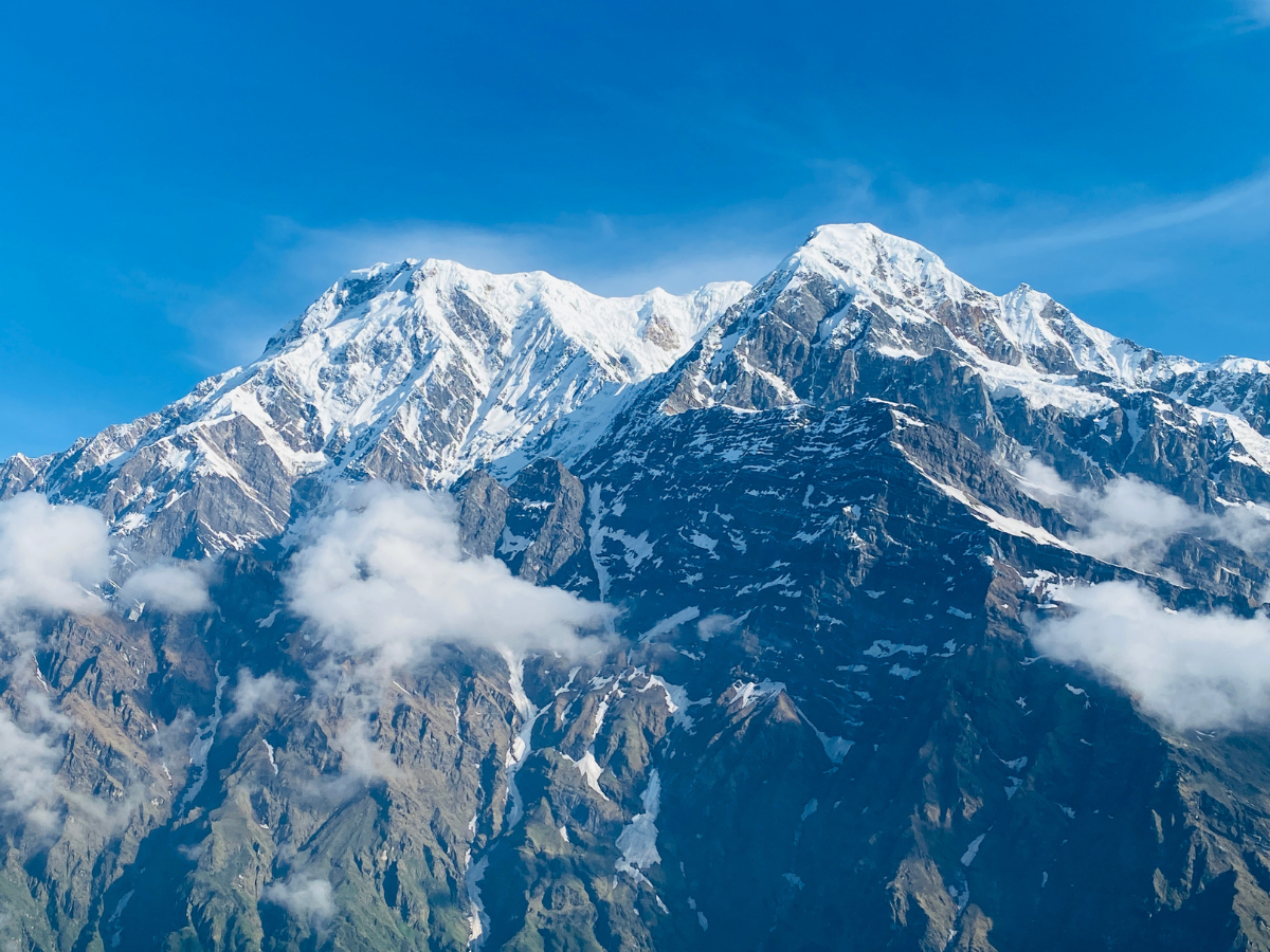 Closed Views of Annapurna South and Hiunchuli During Mardi Himal Trek